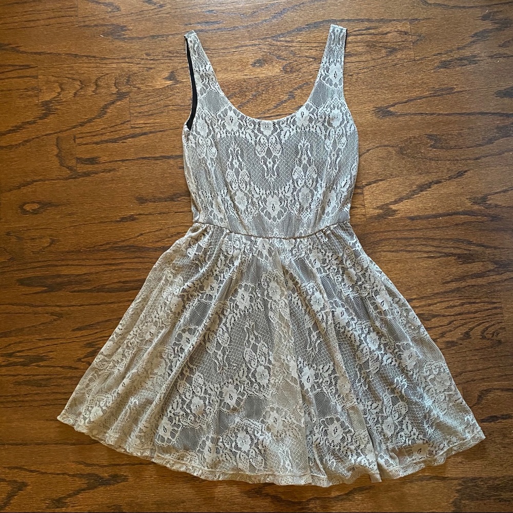 Mimi Chica grey and black lace tank dress
